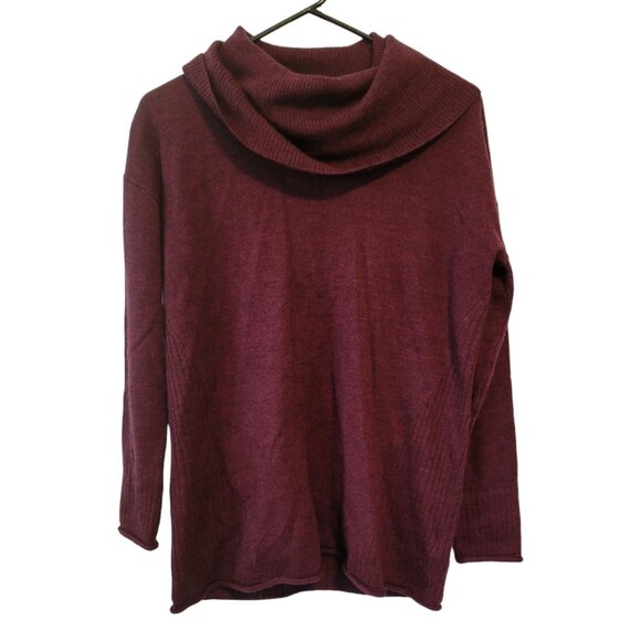 Cynthia Rowley 100% Extrafine Merino Wool Cowl Neck Sweater Size Small Plum - Picture 1 of 5